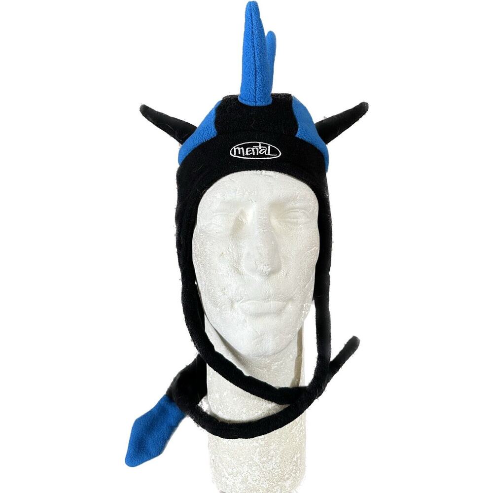 Mental Blue Black Spike Tail Fleece Winter Cap Men's